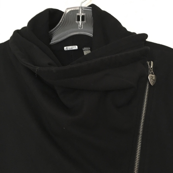 TWISTED HEART womens bling Jewel cross zip jacket black medium rhinestone luxury - Picture 6 of 7